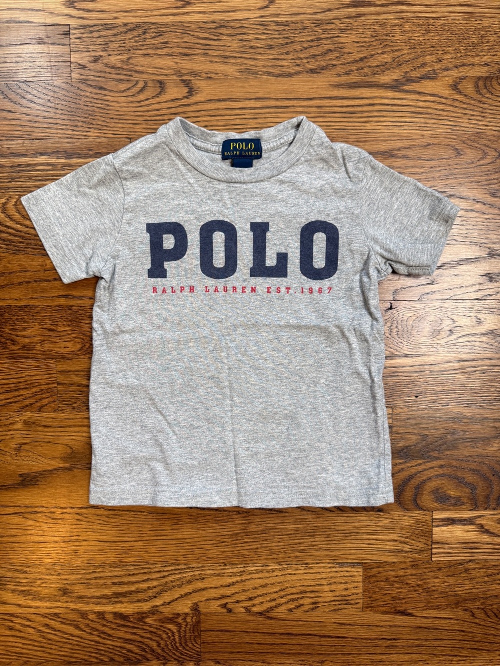 Polo Ralph Lauren Boys 100% Cotton Graphic Gray Logo Tee Size 3/3T